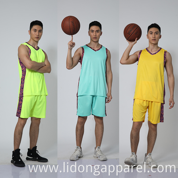 Custom new style cheap soft breathable quick dry basketball jersey uniform design color yellow